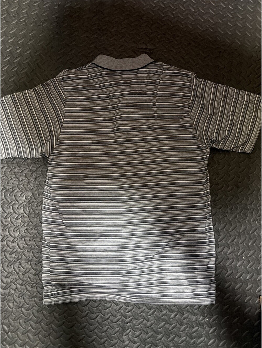 Vintage Slazenger Polo Shirt Mens XL Gray Striped 100% Cotton, Made In Hong Kong - Picture 5 of 7